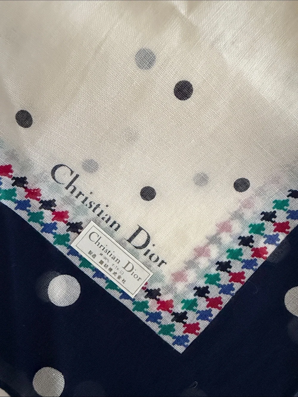 Dior Navy and Cream Polka Scarf